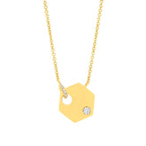 0.05ct 14k Yellow Gold Diamond Hexagon Necklace